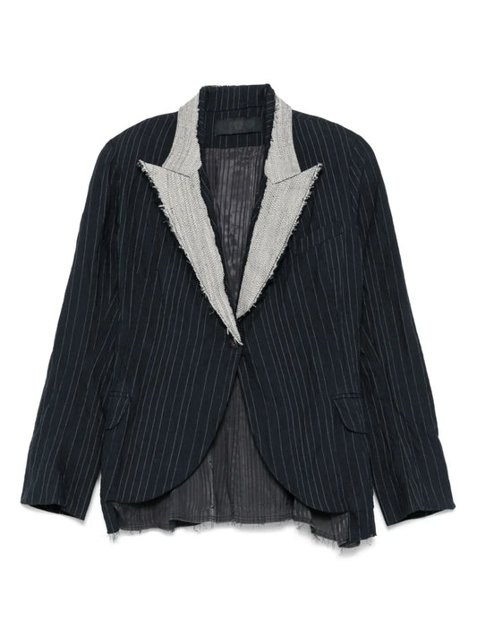 Contrast-Lapels Blazer