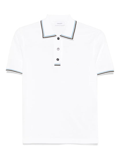 Knitted-Trim Polo Top
