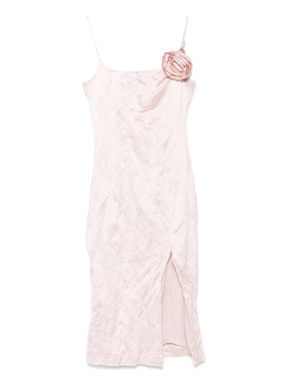 3D-Roses Crinkled Midi Dress