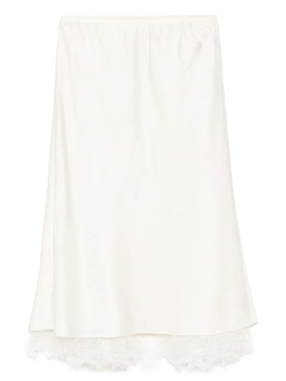 Lace-Trimmed Silk Skirt