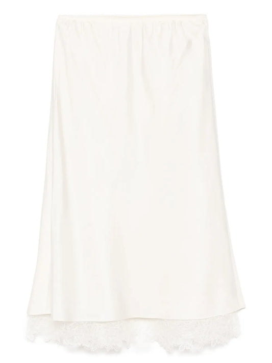 Lace-Trimmed Silk Skirt