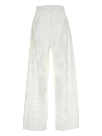 Wide-Leg Poplin Trousers