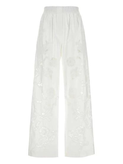 Wide-Leg Poplin Trousers