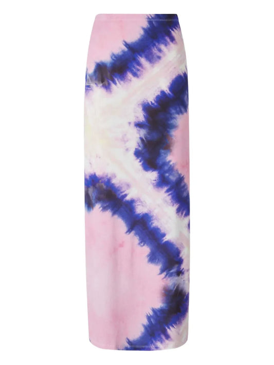 Tie Dye-Print Maxi Skirt