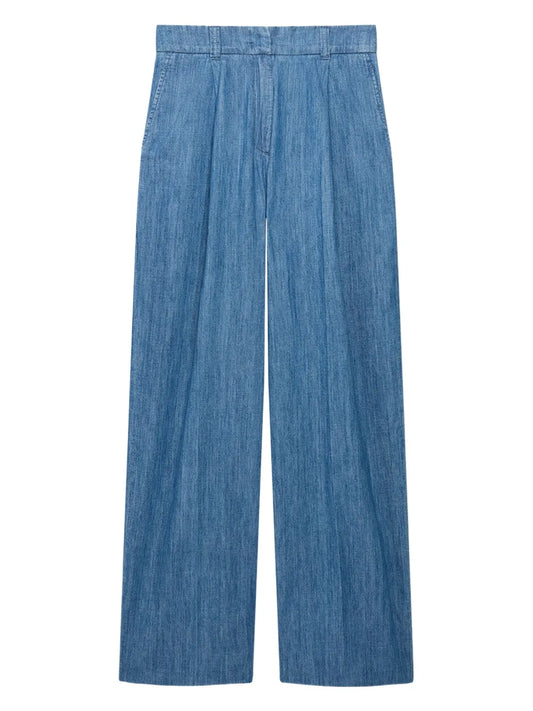 Wide-Leg Chambray Trousers
