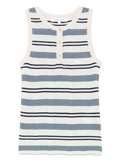 Fine-Ribbed Striped Top