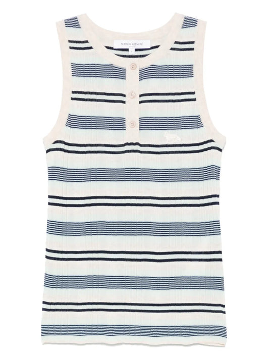 Fine-Ribbed Striped Top