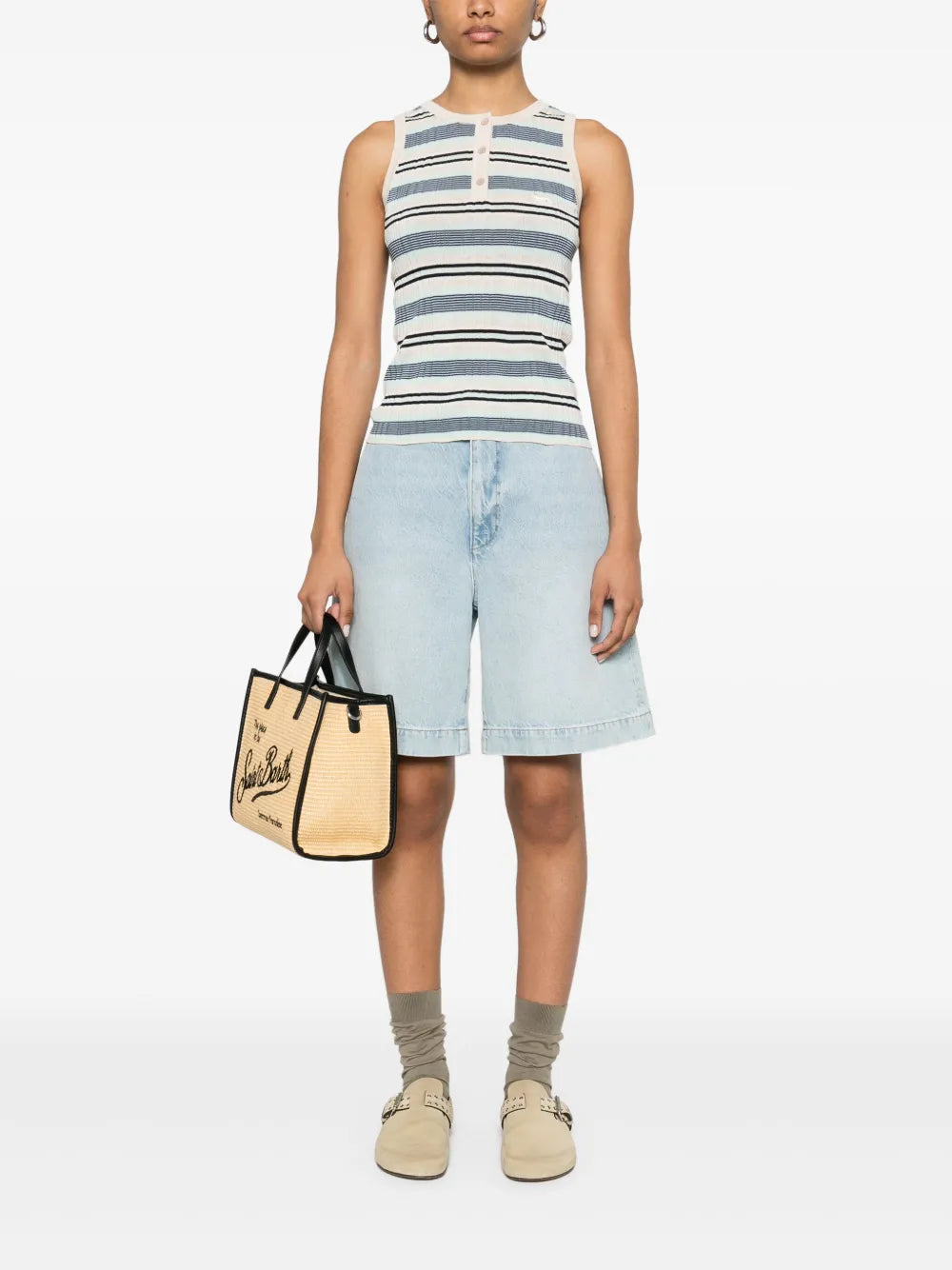 Fine-Ribbed Striped Top