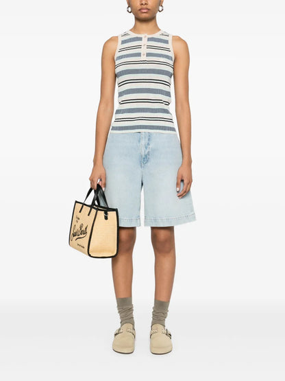 Fine-Ribbed Striped Top