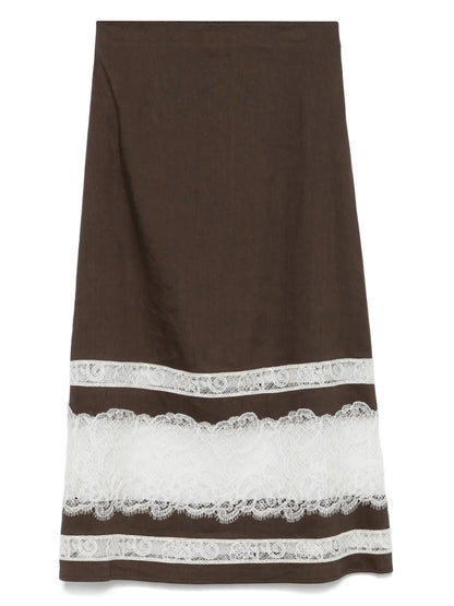 Lace-Detail Midi Skirt