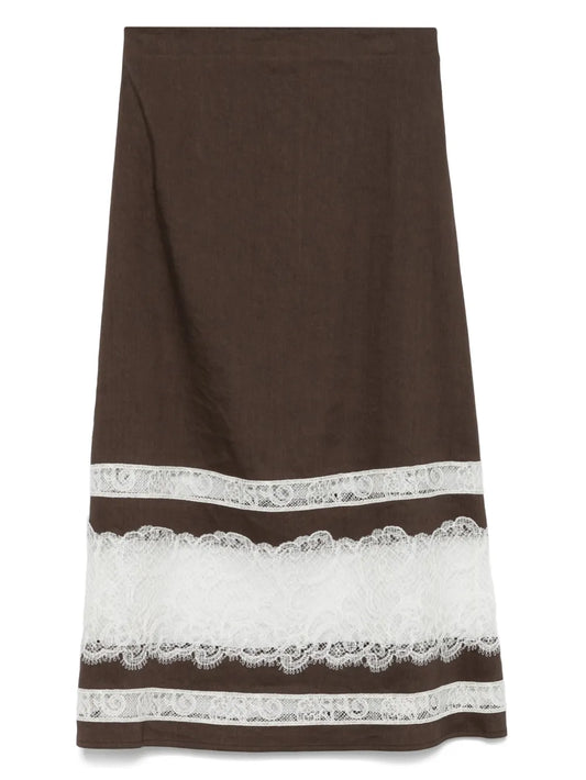 Lace-Detail Midi Skirt