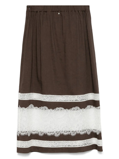 Lace-Detail Midi Skirt