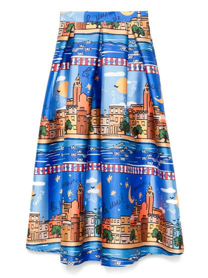 Printed Midi Skirt