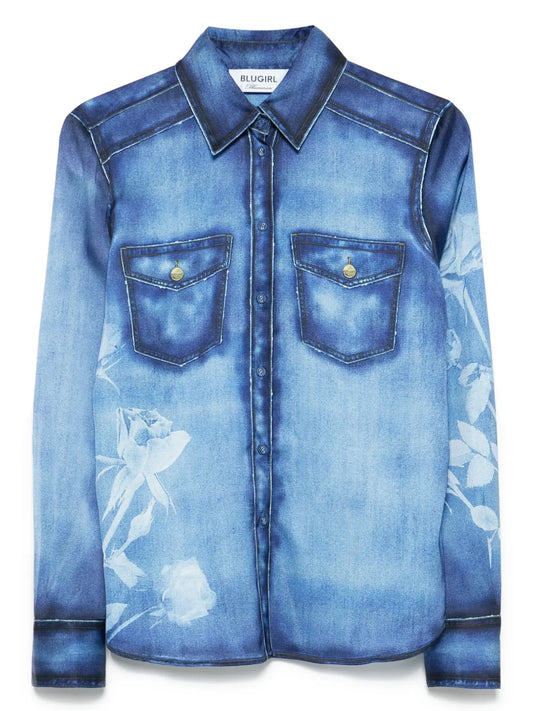 Denim-Print Shirt