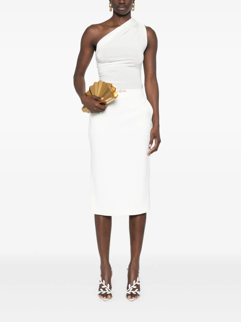 Jewel-Detail Crepe Midi Skirt