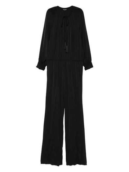Gathered Long-Sleeve Jumpsuit