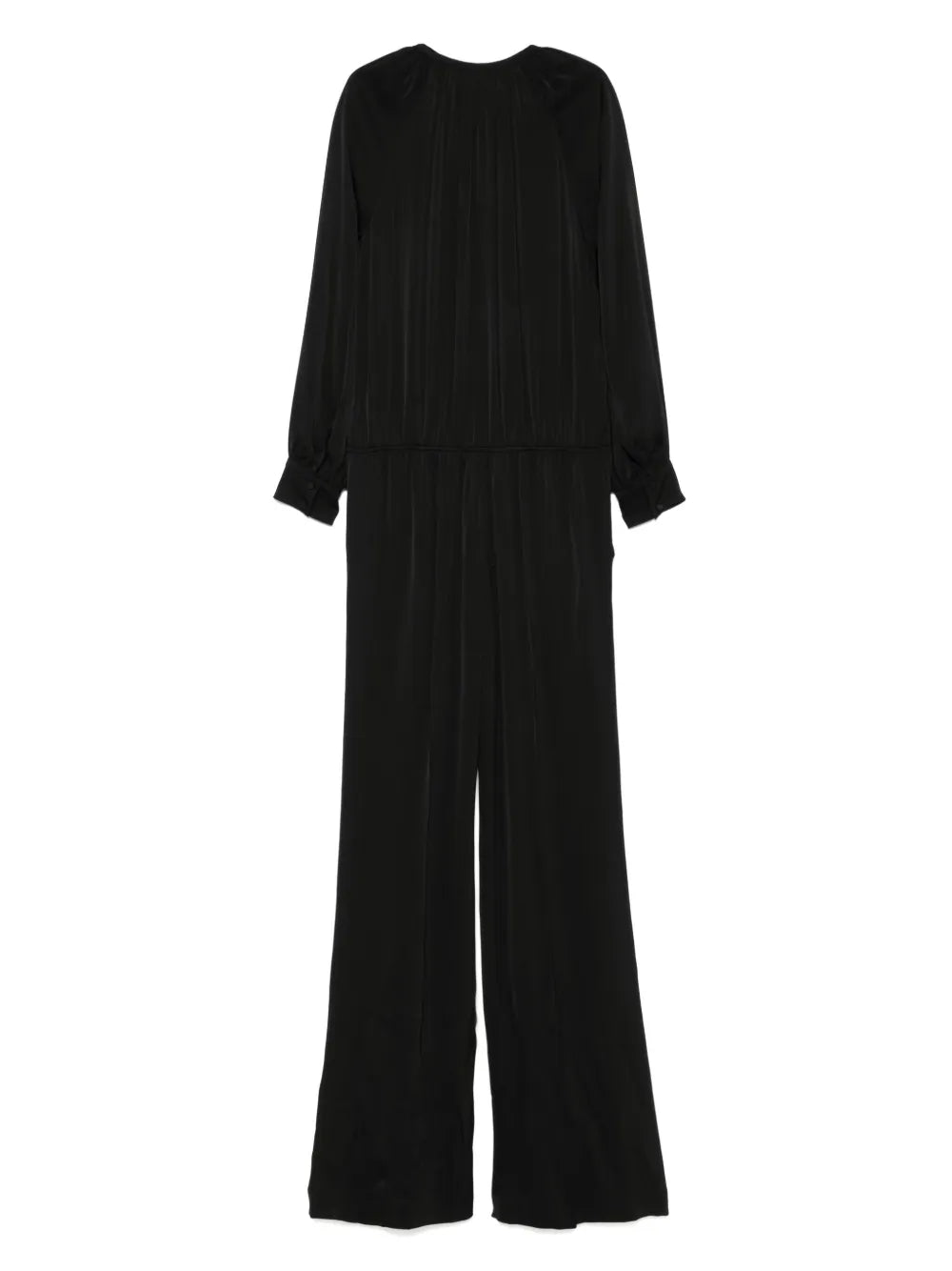 Gathered Long-Sleeve Jumpsuit