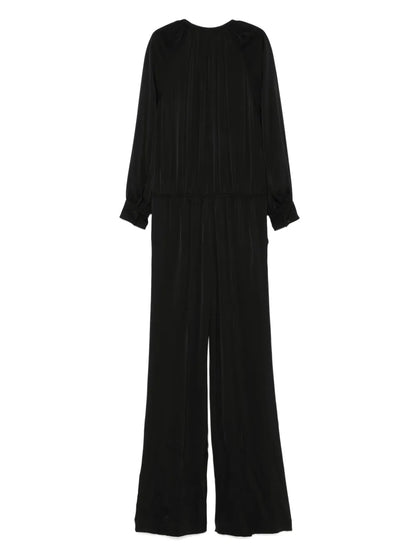 Gathered Long-Sleeve Jumpsuit