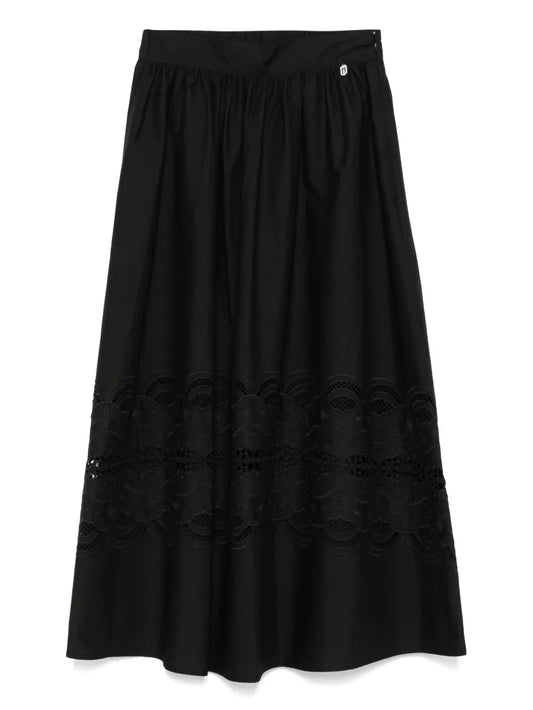 Embroidered Cotton Midi Skirt