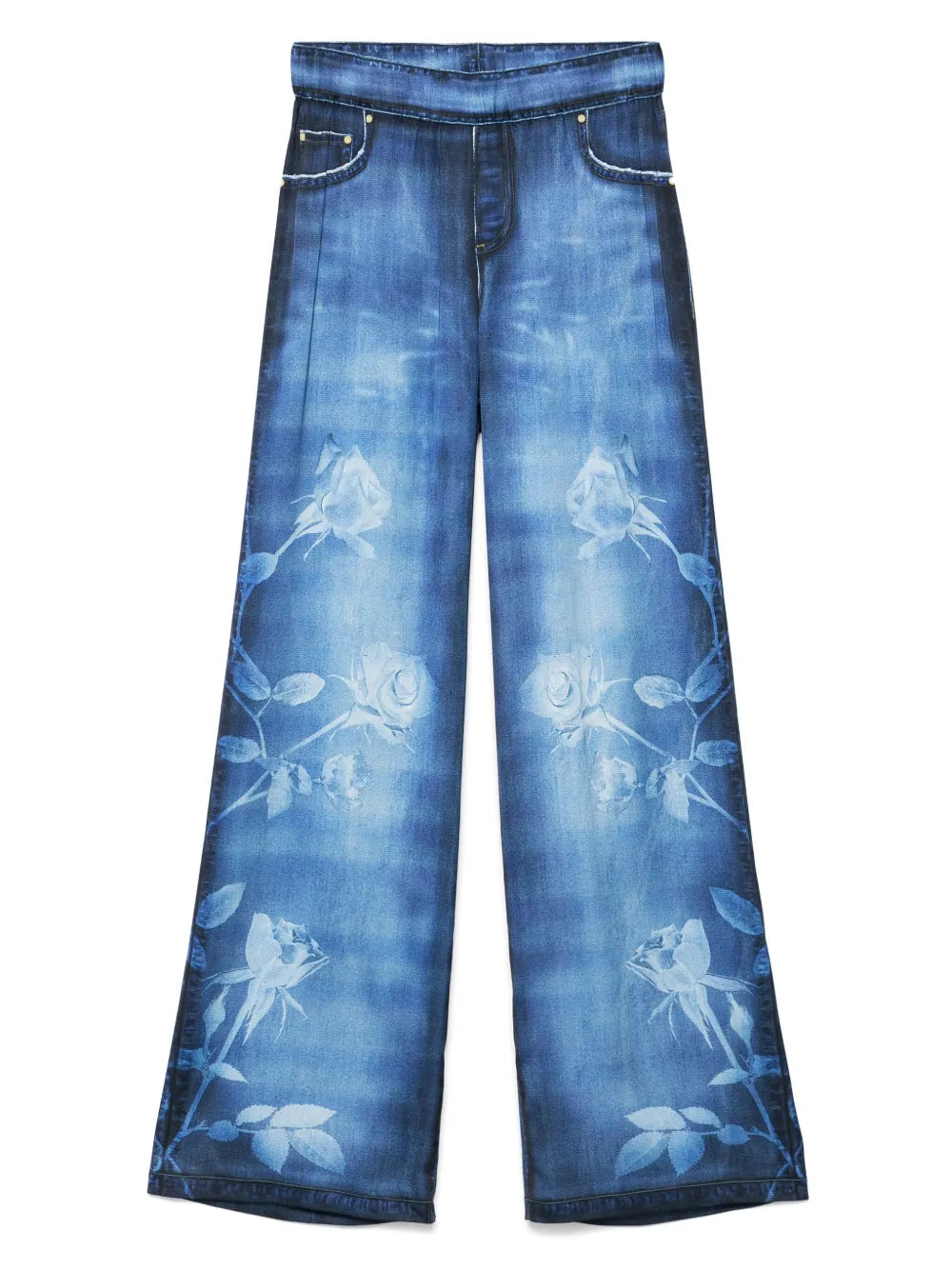 Denim-Effect Satin Trousers