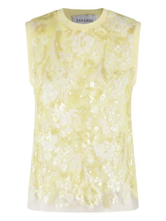 Floral Sequin-Embellished Top