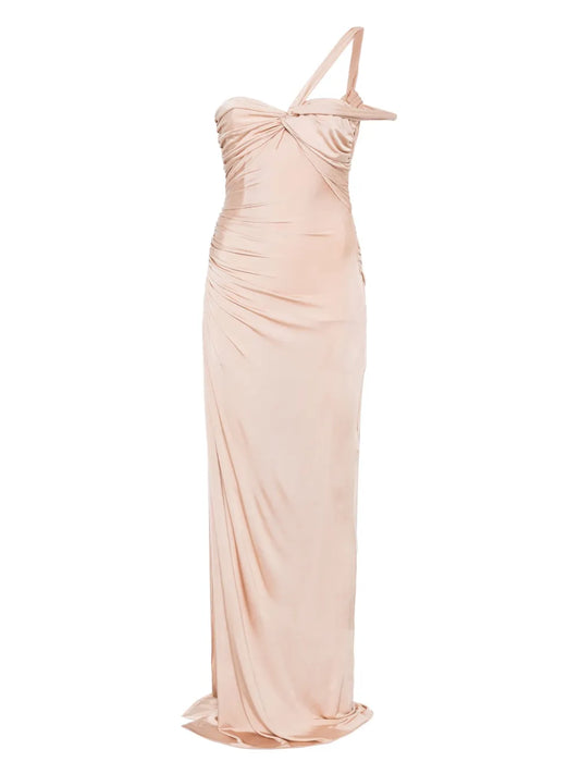Twisted-Front One-Shoulder Gown