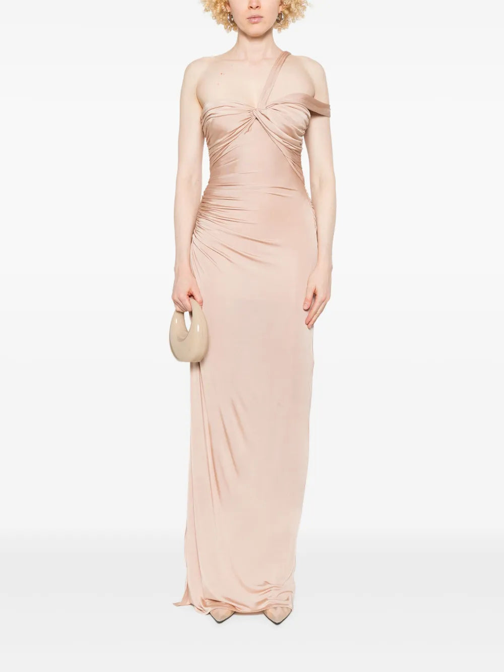 Twisted-Front One-Shoulder Gown