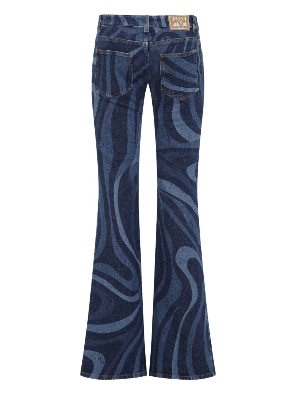 Marmo-Print Flared Jeans