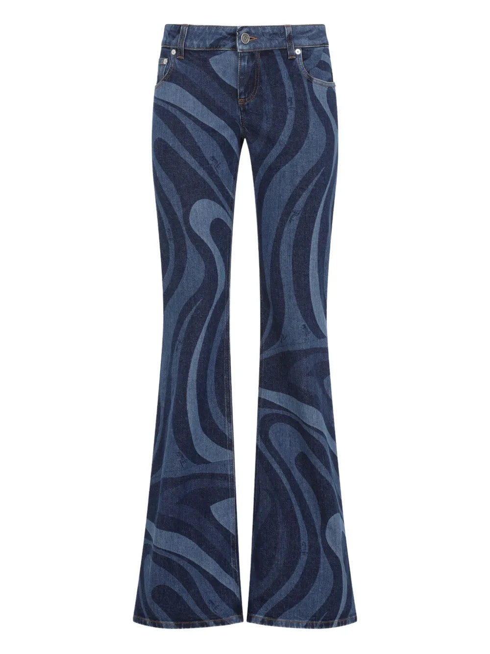 Marmo-Print Flared Jeans