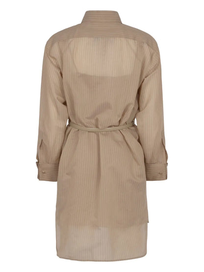 Striped Belted Shirt Dress
