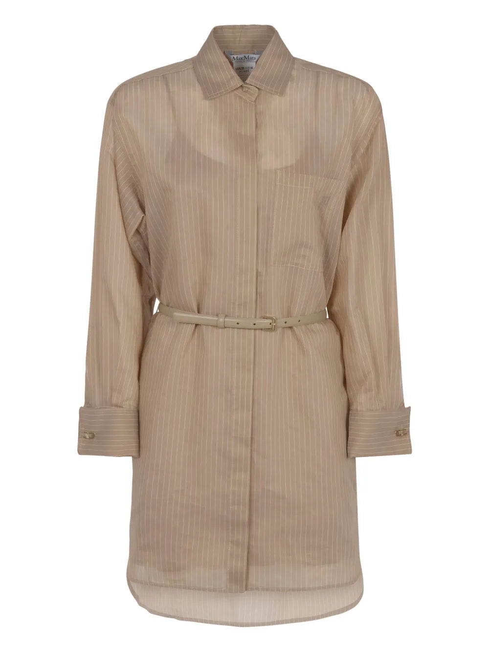 Striped Belted Shirt Dress