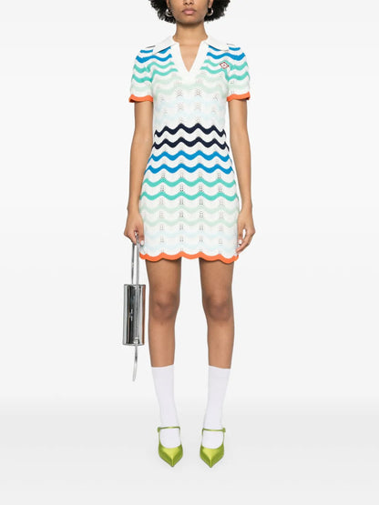Wavy-Crochet Mini Dress