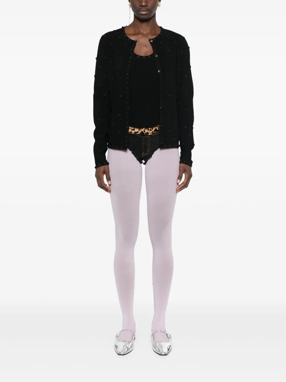 Floral-Appliqué Cardigan And Top Set