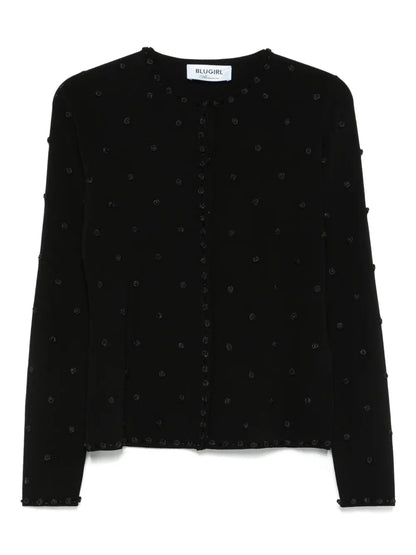 Floral-Appliqué Cardigan And Top Set