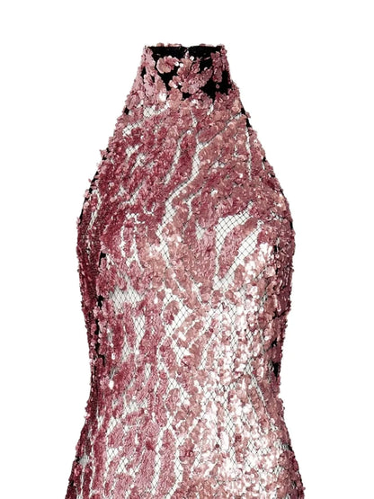 Sequined Halterneck Midi Dress