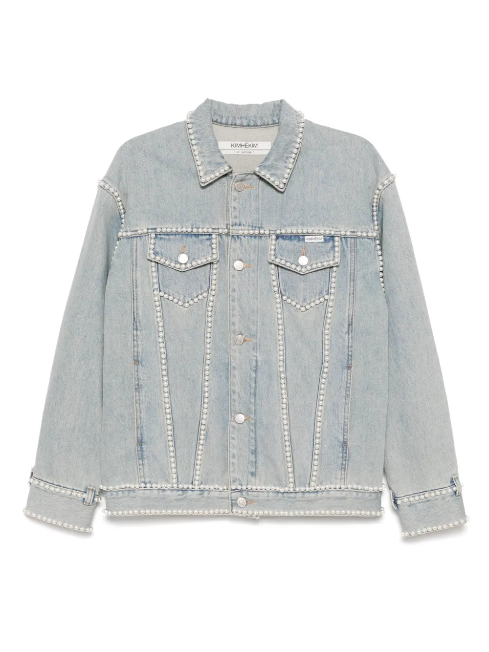 Pearl-Embellished Denim Jacket