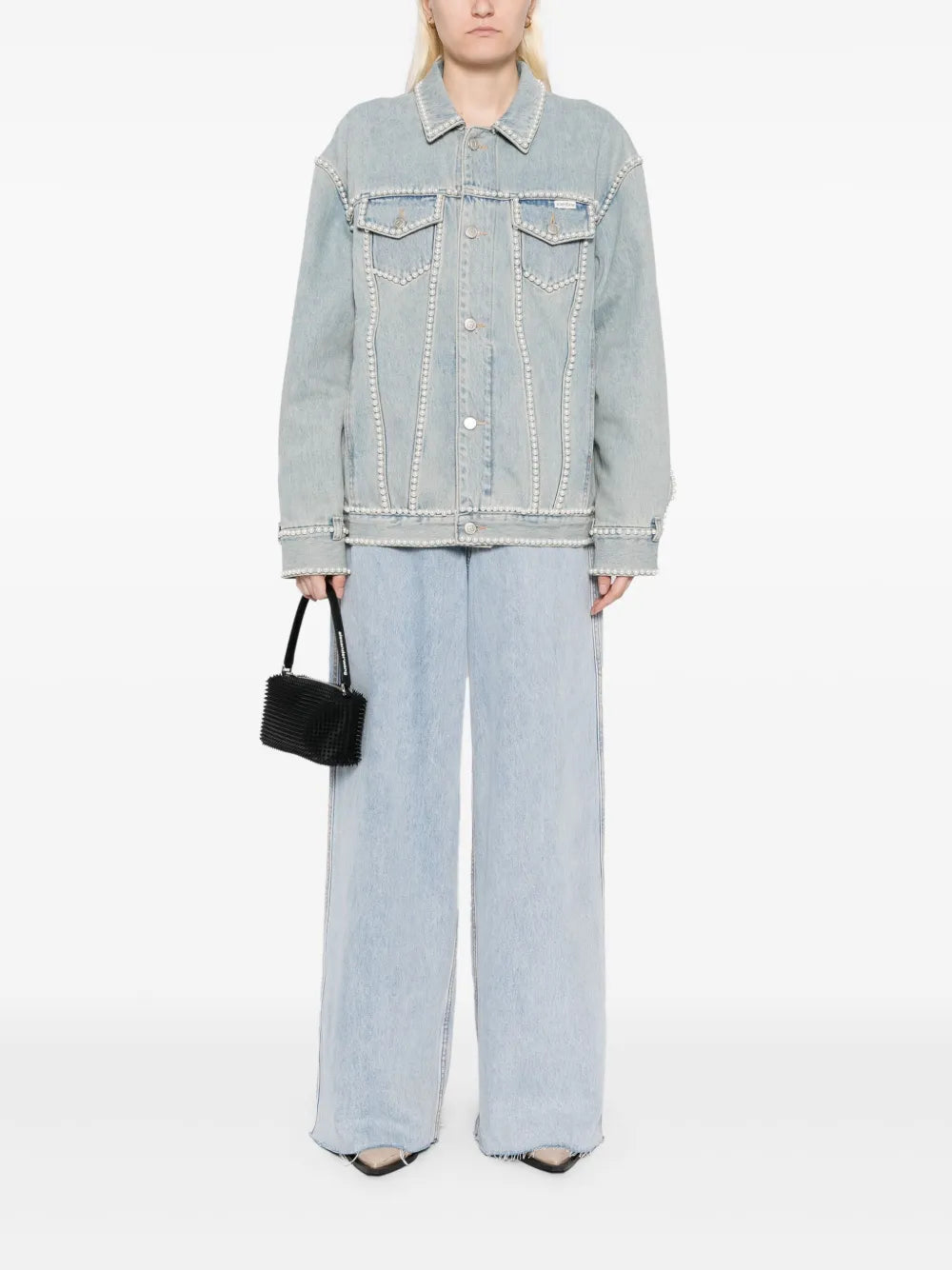 Pearl-Embellished Denim Jacket