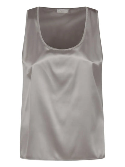 Satin Scoop-Neck Top