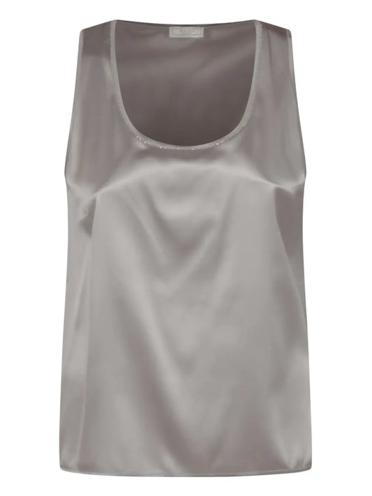 Satin Scoop-Neck Top