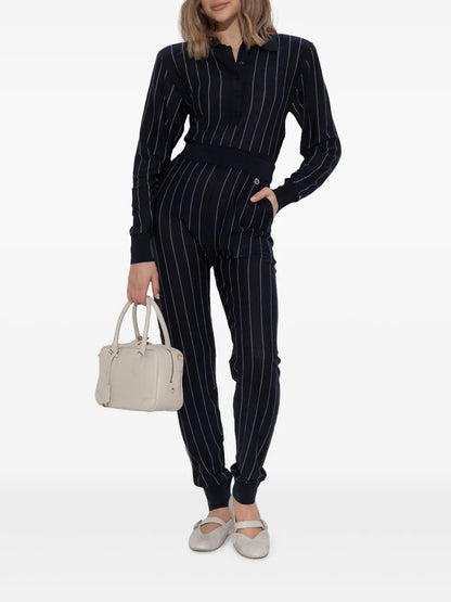Pinstripe-Pattern Track Pants