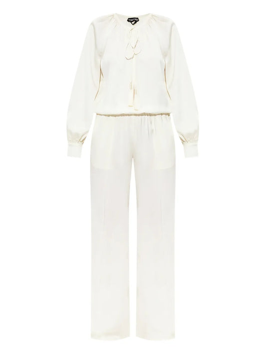 Long-Sleeves Gathered Jumpsuit