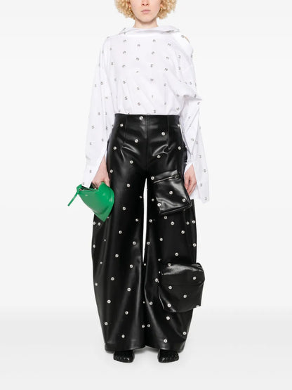Stud Faxu-Leather Trousers