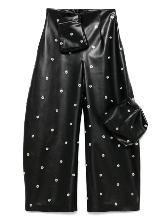 Stud Faxu-Leather Trousers
