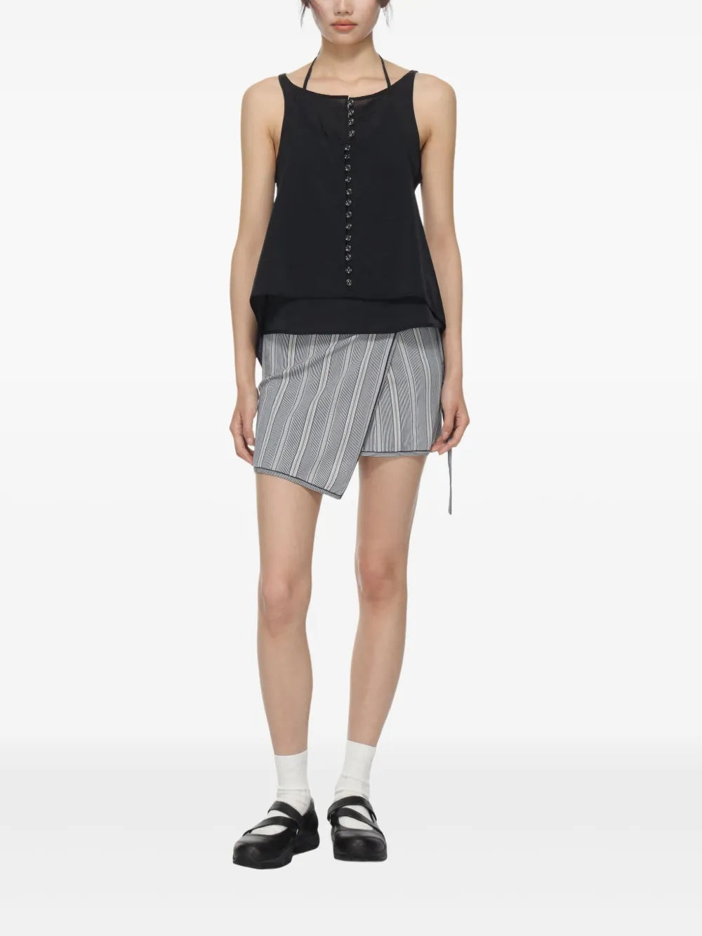 Asymmetric Belted Mini Skirt