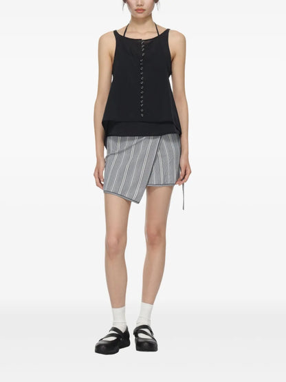 Asymmetric Belted Mini Skirt