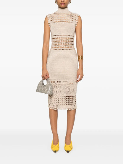 Crochet-Knit Midi Dress