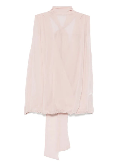 Attached-Scarf Georgette Top