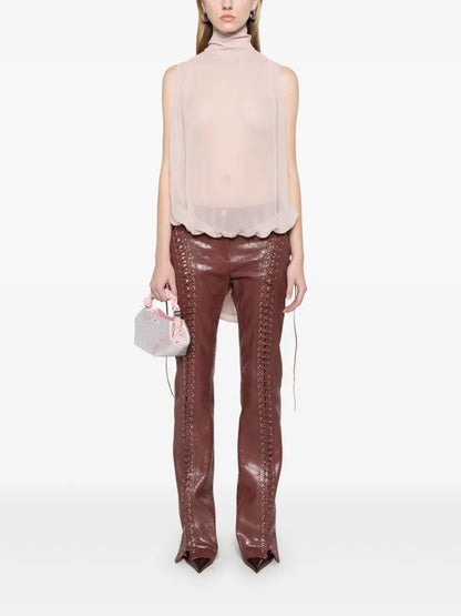 Attached-Scarf Georgette Top