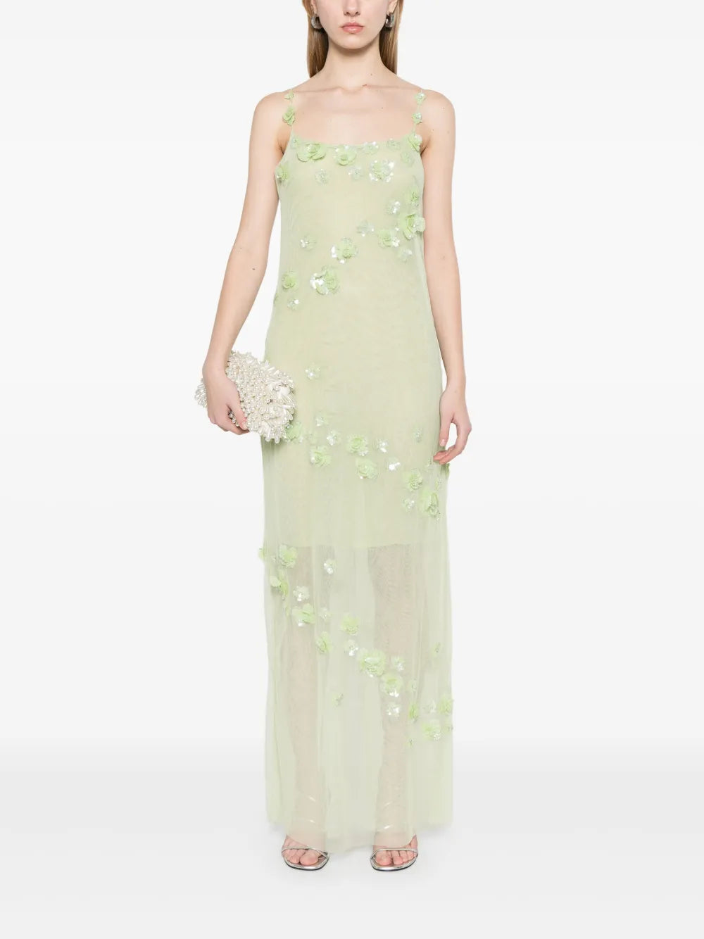 Embroidered Tulle Maxi Dress