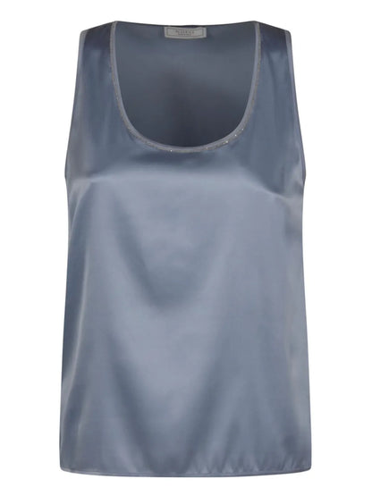 Satin Scoop-Neck Top